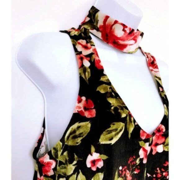 Show Me Your Mumu Friday Choker Dress Velvet Floral Black Red M NWT - Picture 6 of 8